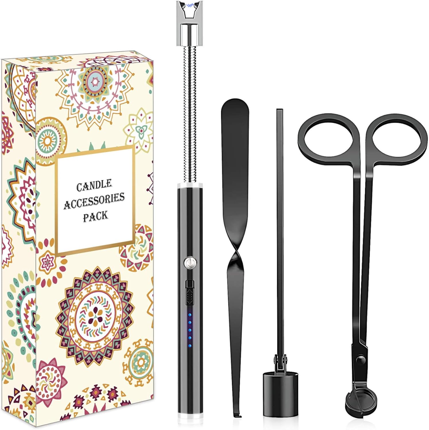 burtok 4in1 Candle Accessory Set, CandleWick Trimmer, Candle Snuffer