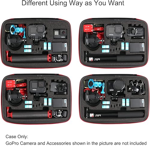 Miniatura 4 de HSU Funda de transporte grande para GoPro Hero 10, 9, Hero 8, 7, 6, 5, 4, 3 y accesorios, DJI Osmo Action, AKASO, Campark, YI Action Camera y más