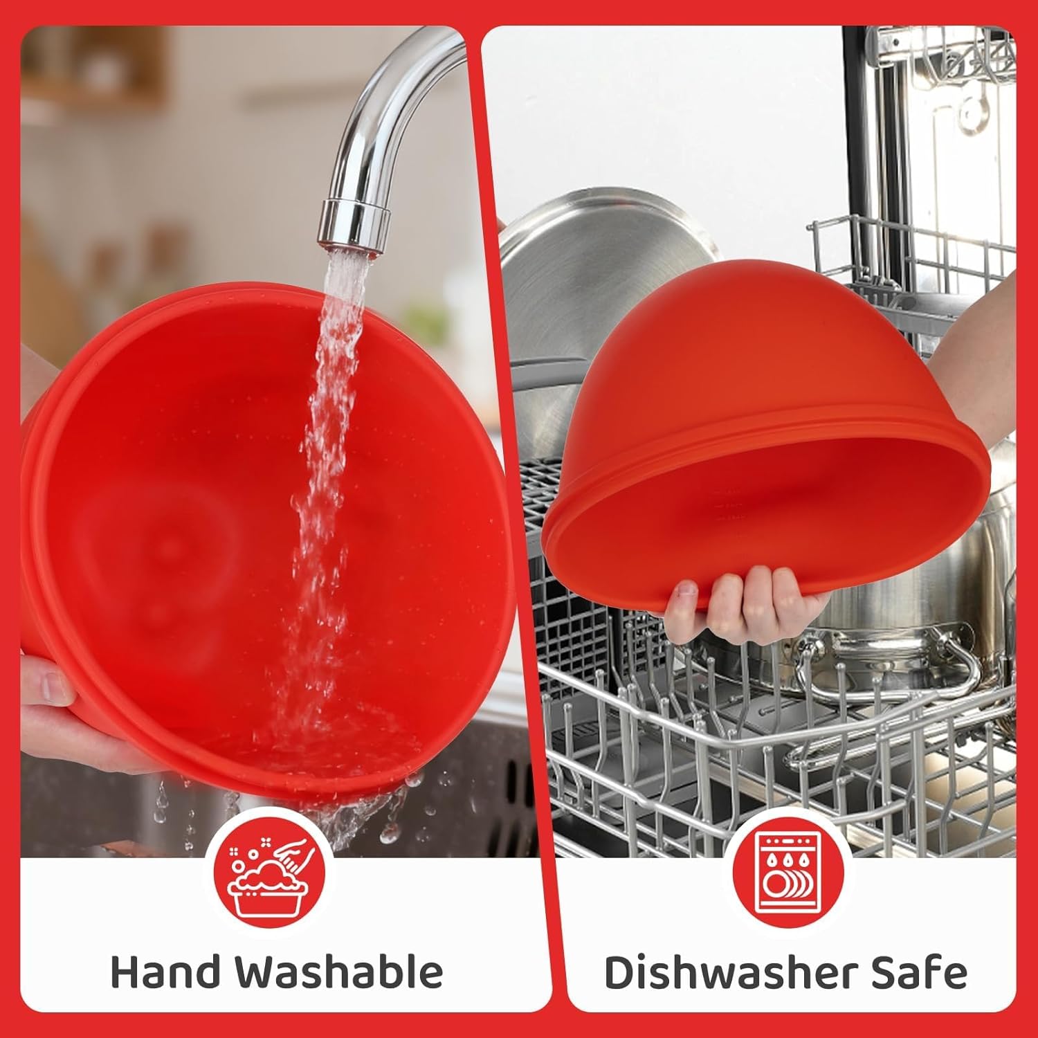 Silicone Liners for KitchenAid Tilt-Head 5 Qt Mixers, Mixer Bowl Accessories & Attachments for Baking and Cooking 3 Liners & 3 Lids, Dishwasher Safe (3, 5 QT)