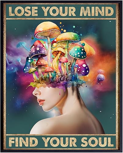 Decoración psicodélica de hongos mágicos, decoración de habitación hippie, decoración de pared psicodélica de Shrooms, arte de pared bohemio, imagen