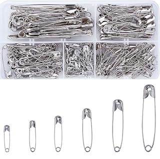 KISSITTY 1 Box 6-Size 22mm 28mm 32mm 38mm 45mm 55mm Safety Pins Sets Pack of 220-Count for Home Office Use Art Craft Sewing Jewelry Making