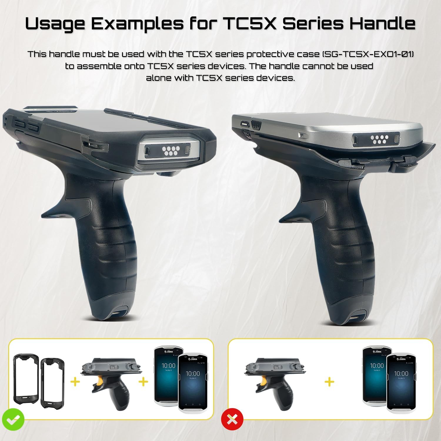 Trigger Handle for Zebra Symbol TC51 TC510K TC52 TC56 TC57 Handheld Barcode Scanner Mobile Computer - P/N: TRG-TC51-SNP1-01 (Requires Protective Case for Use; Case PN: SG-TC5X-EXO1/EXONHS-01) - Image 3
