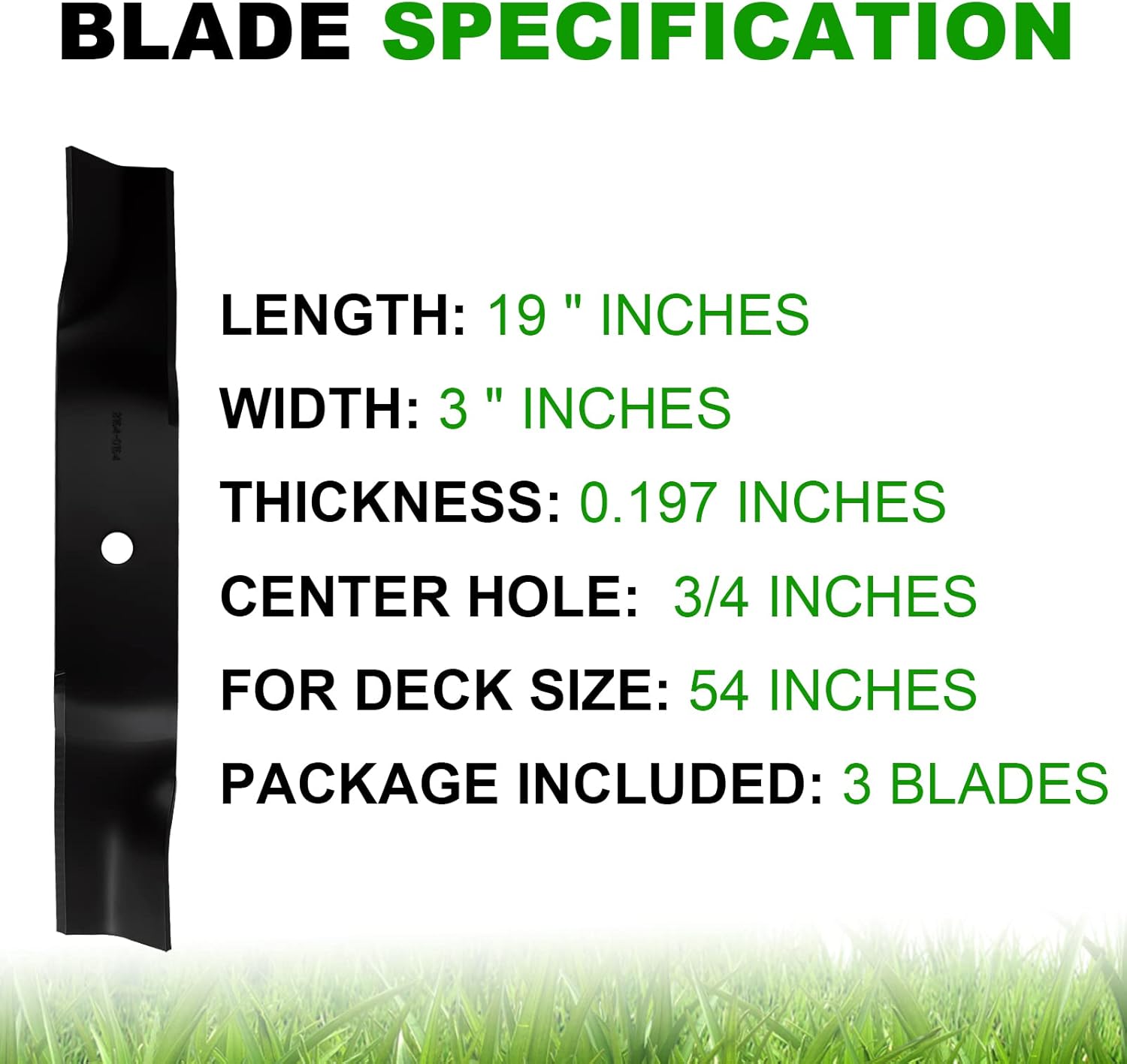 Aeagle High Lift Blade for 742-04416 for Cub Cadet 54 inch Deck GTX2154 Z-Force L54 S54 Replaces 942-04416 02005018 01005337 3 Pack (Black)