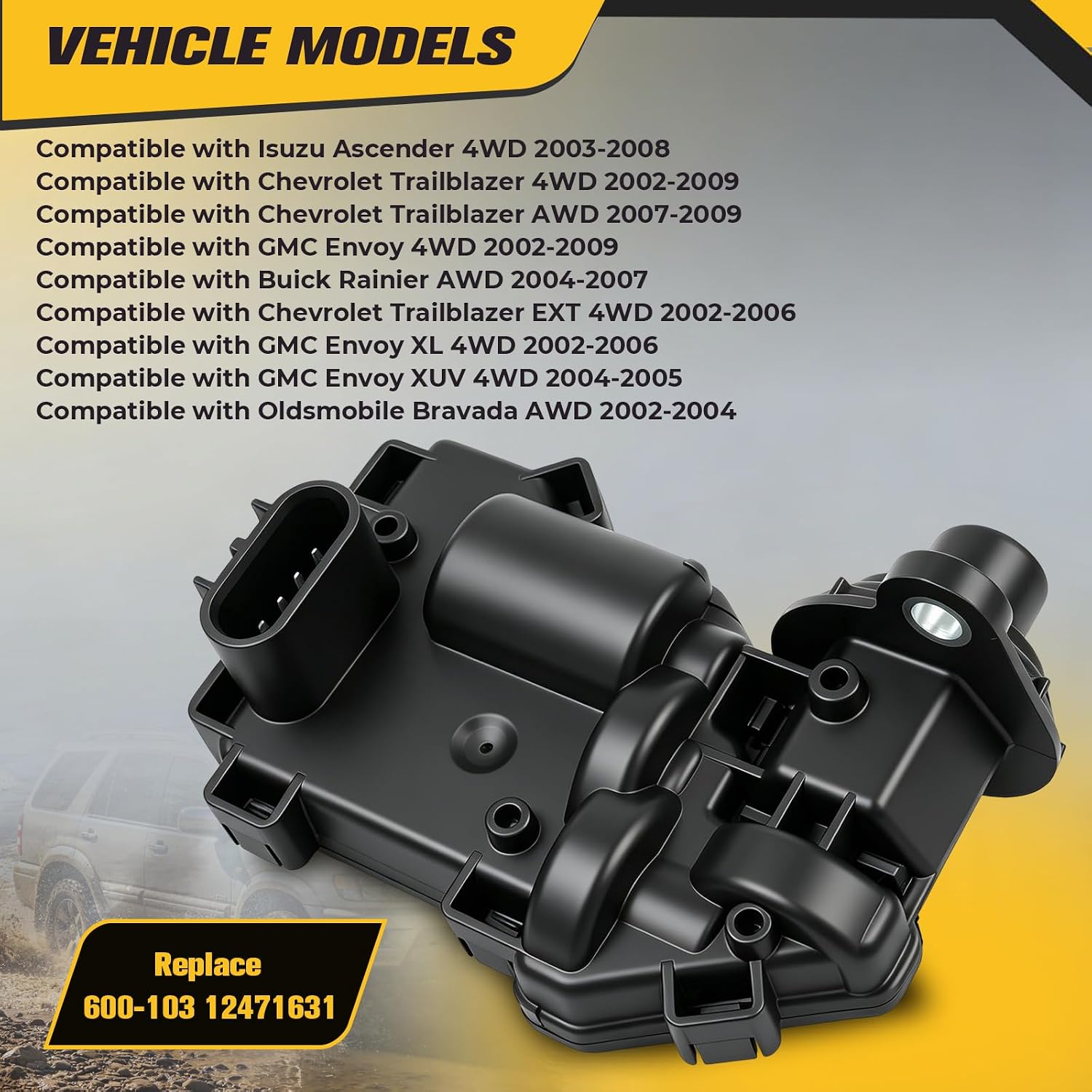 4WD Front Axle Differential Actuator compatible with GMC chevy Isuzu Buick envoy trailblazer rainier ascender 2002-2009 replace 600-103 12471631