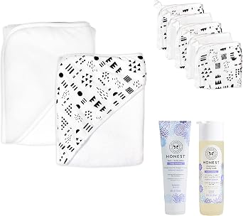 HonestBaby Baby 9-Piece Bubbles and Cuddles 100% Organic Cotton Gift Set Bath and Lotion