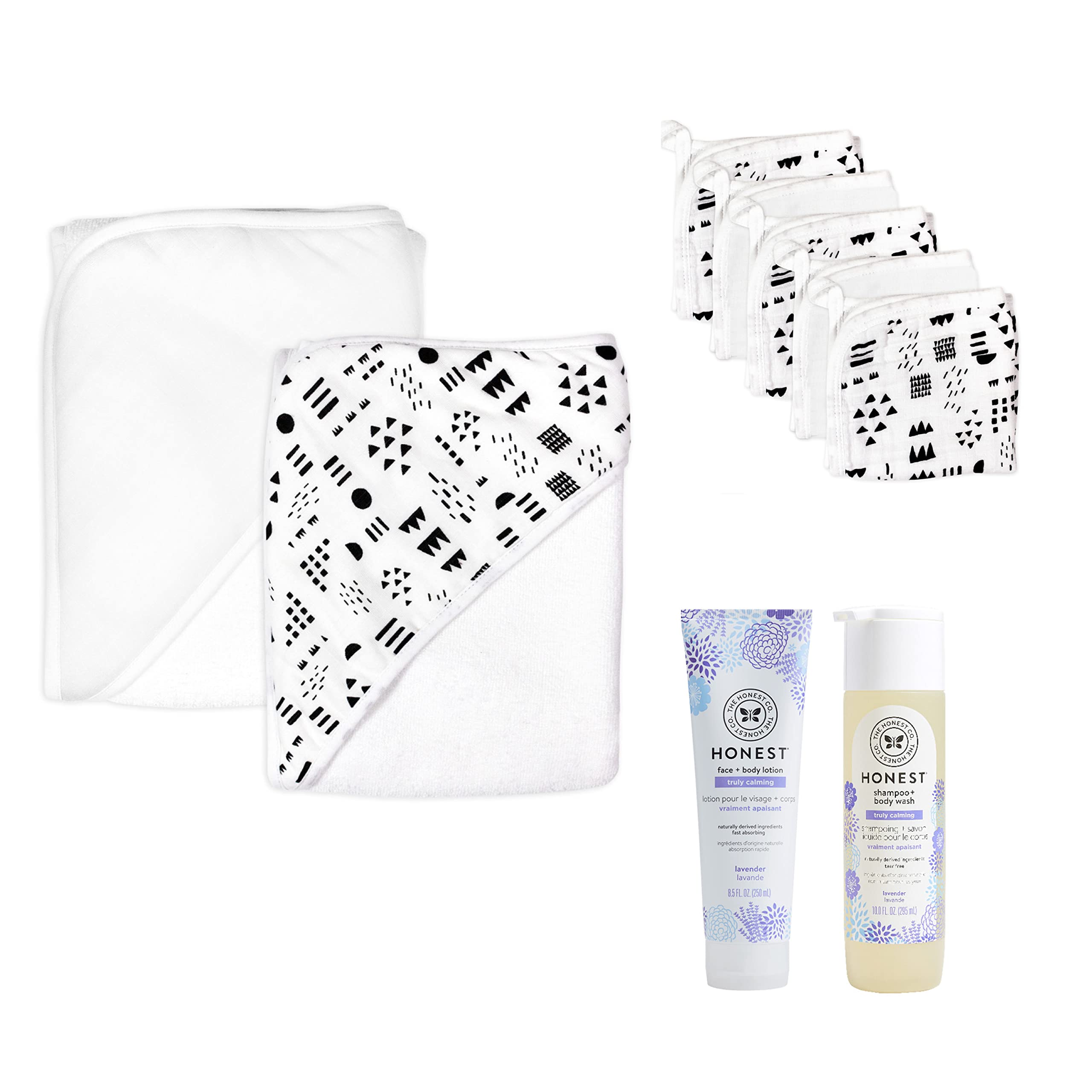 HonestBaby Baby 9-Piece Bubbles and Cuddles 100% Organic Cotton Gift Set Bath and Lotion