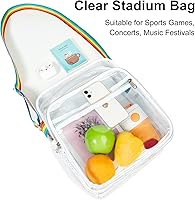 Vista 35 de Bolsa transparente aprobada para estadios, bandolera transparente con correa ajustable para conciertos, eventos deportivos Negro