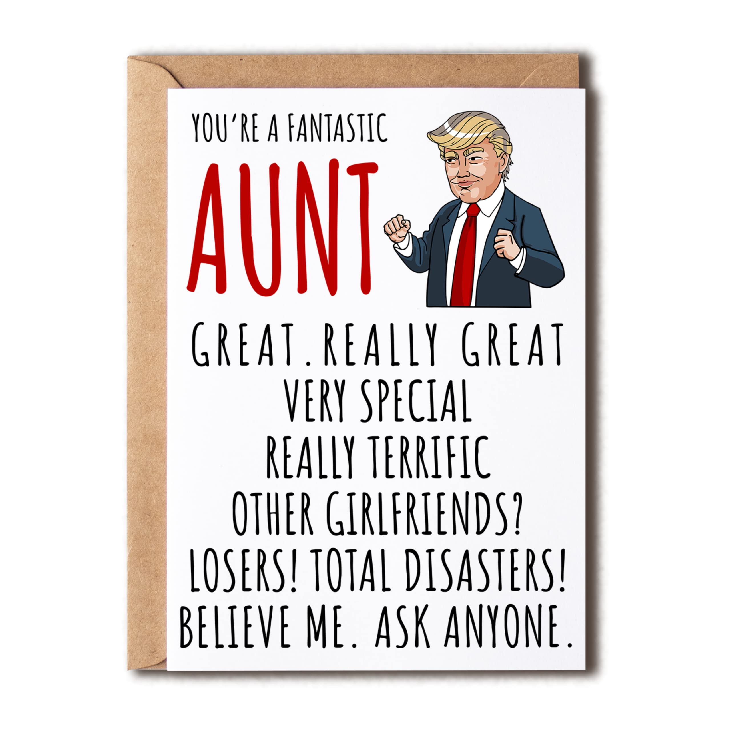 Amazon.com : LillaGifts Funny Aunt Day Card - Birthday Card For Aunt -  Donald Trump Aunt Card - Best Aunt Card - Birthday Card For Great Best Aunt  - Gift For Aunt, 5 x 7 inches : Office Products