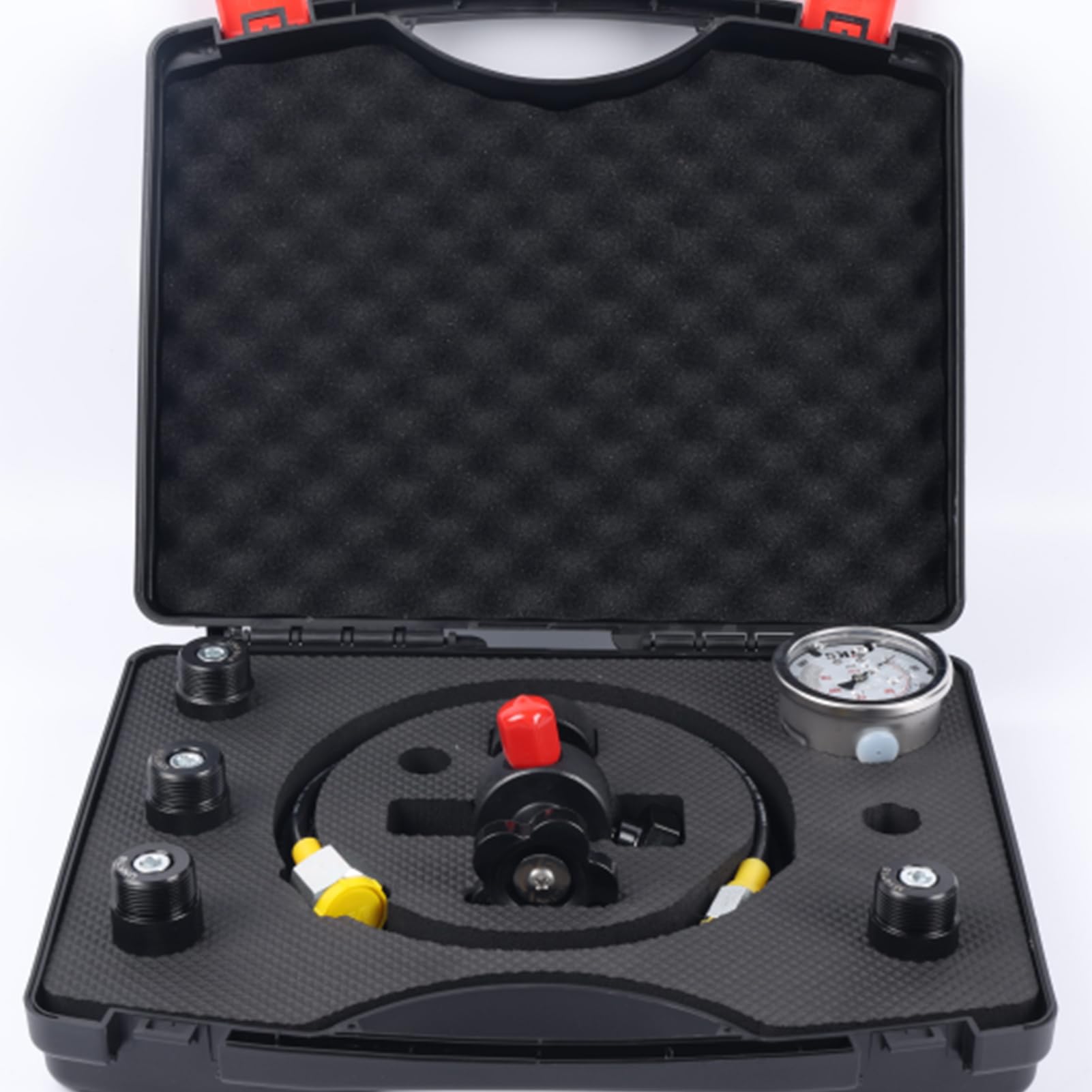 Kit De Carga Para Acumuladores HidráUlicos De NitróGeno, Kit De Prueba De PresióN HidráUlica, Sistema De Prueba De PresióN De NitróGeno Con 5 Acoplamientos Cruzados, 1 ManóMetro (250 Bar) Y 1 Mangue