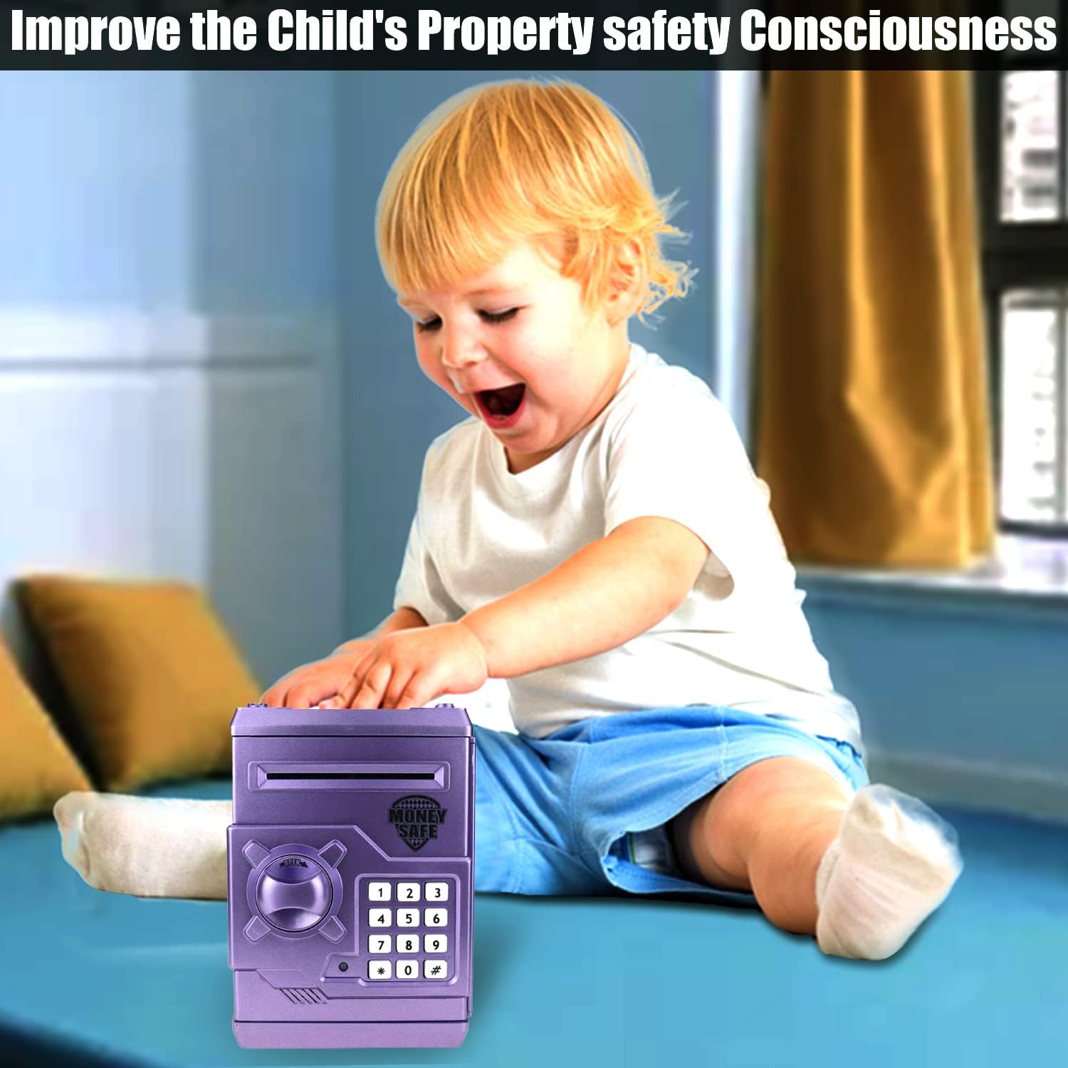 Piggy Bank for Boys Girls, Money Bank Kids Safe for 4 5 6 7 8 9 10 Year Old Girl Boy Birthday, Electronic Piggy Bank Password Money Saving Box ATM Safe Bank Toys for Kids