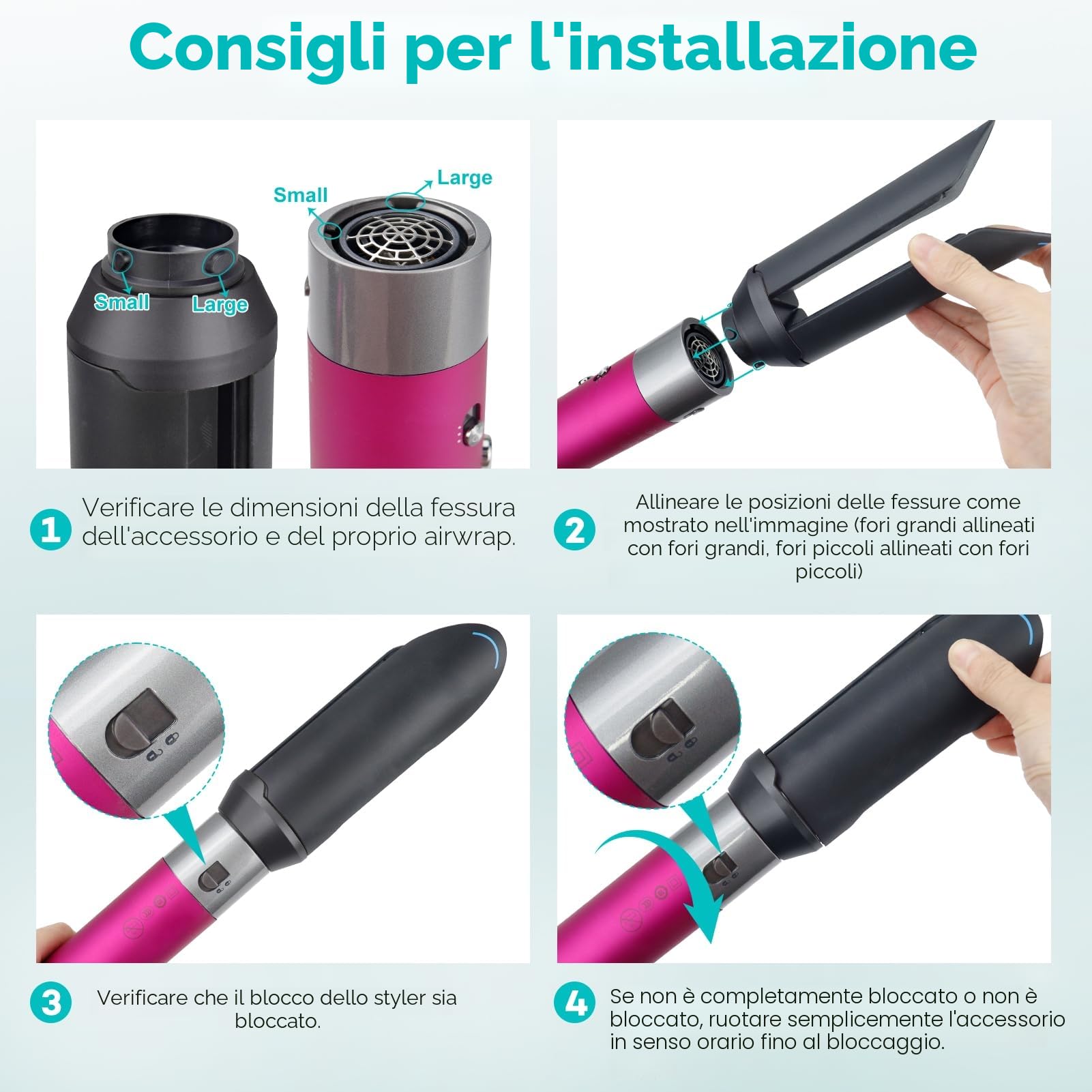 Accessorio piastra per capelli per Dy-son Airwrap HS01 HS05 HS08, spazzola asciugacapelli pre-styling per capelli ricci, accessorio professionale per capelli da salone (nero)