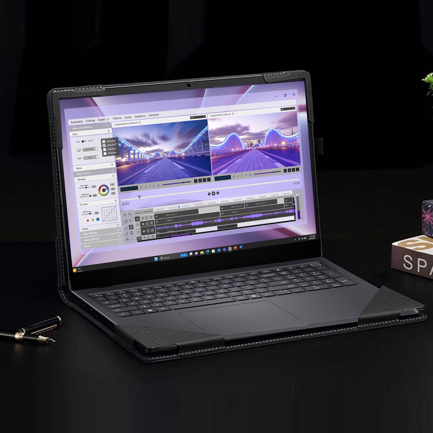 Laptop Case for Dell Pro Max 16 Laptop MC16250 [Not Other Models] All Inclusive Drop Case 16" 2-in-1 PU Leather Protective Laptop Bag Detachable Shell (Dark Grey)