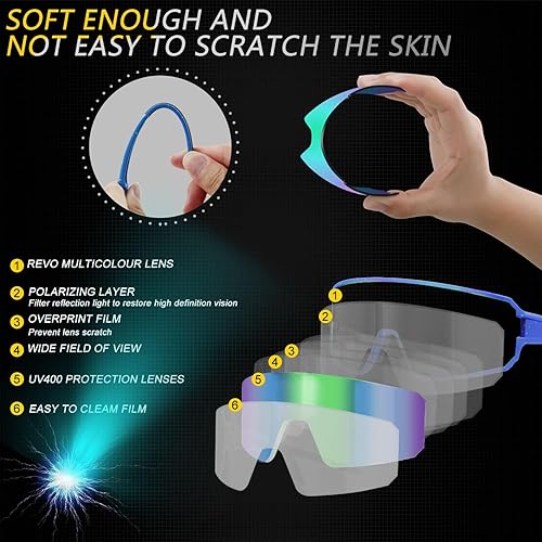 Miniatura 3 de SPOSUNE Gafas de sol polarizadas de ciclismo para hombres y mujeres, UV400, gafas deportivas para bicicleta, béisbol, correr, MTB