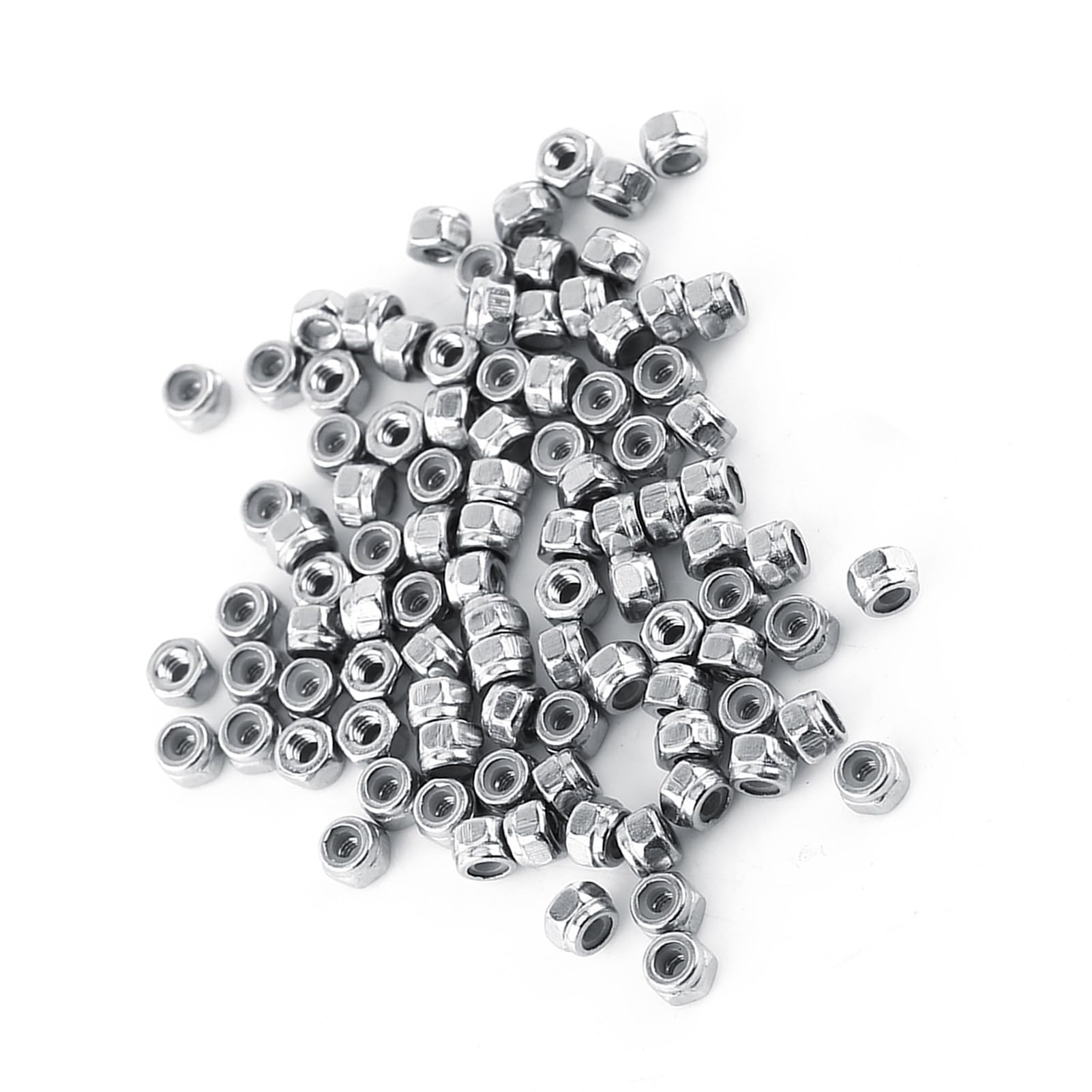 Dadi di Bloccaggio Esagonali con Inserto in Nylon, Acciaio Inossidabile SS304, M2, 100 Pezzi, Autobloccanti