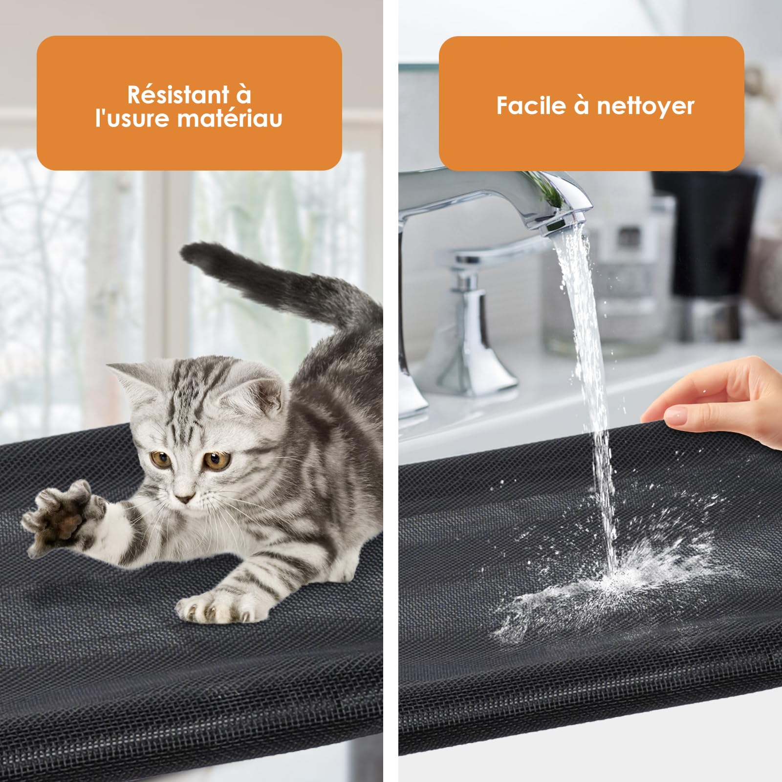 Zvonema Hamac Chat Fenetre jusqu'à 10kg, Hamac pour Chat avec Ventouse Puissante, Couverture Marron & Cadre en Acier Inoxydable, Facile à Installer Supporte,67 x 38 cm