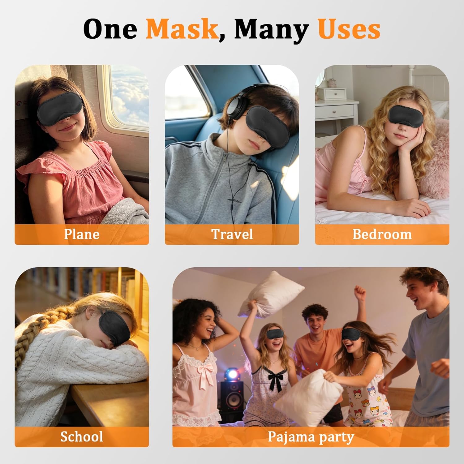 HOFASON 200 Pcs Blindfolds Bulk Sleep Eye Mask for Party Games Team Building Travel, Disposable Sleeping Masks for Kids Boys Girls with Nose Pad and Elastic Strap (Black)