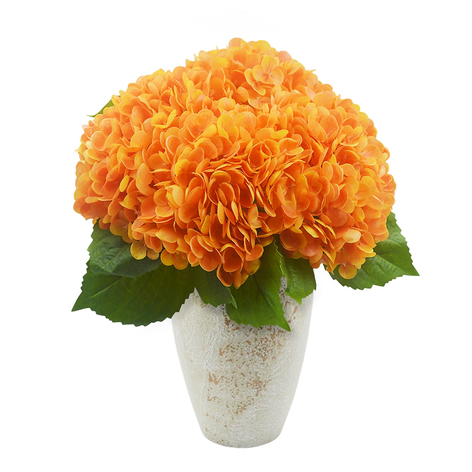 4PCS Artificial Hydrangea Flowers, Real Touch Faux Latex Hydrangeas, Lifelike Fake Blooms for Wedding, Home Decor, Party Arrangements (4, Orange)