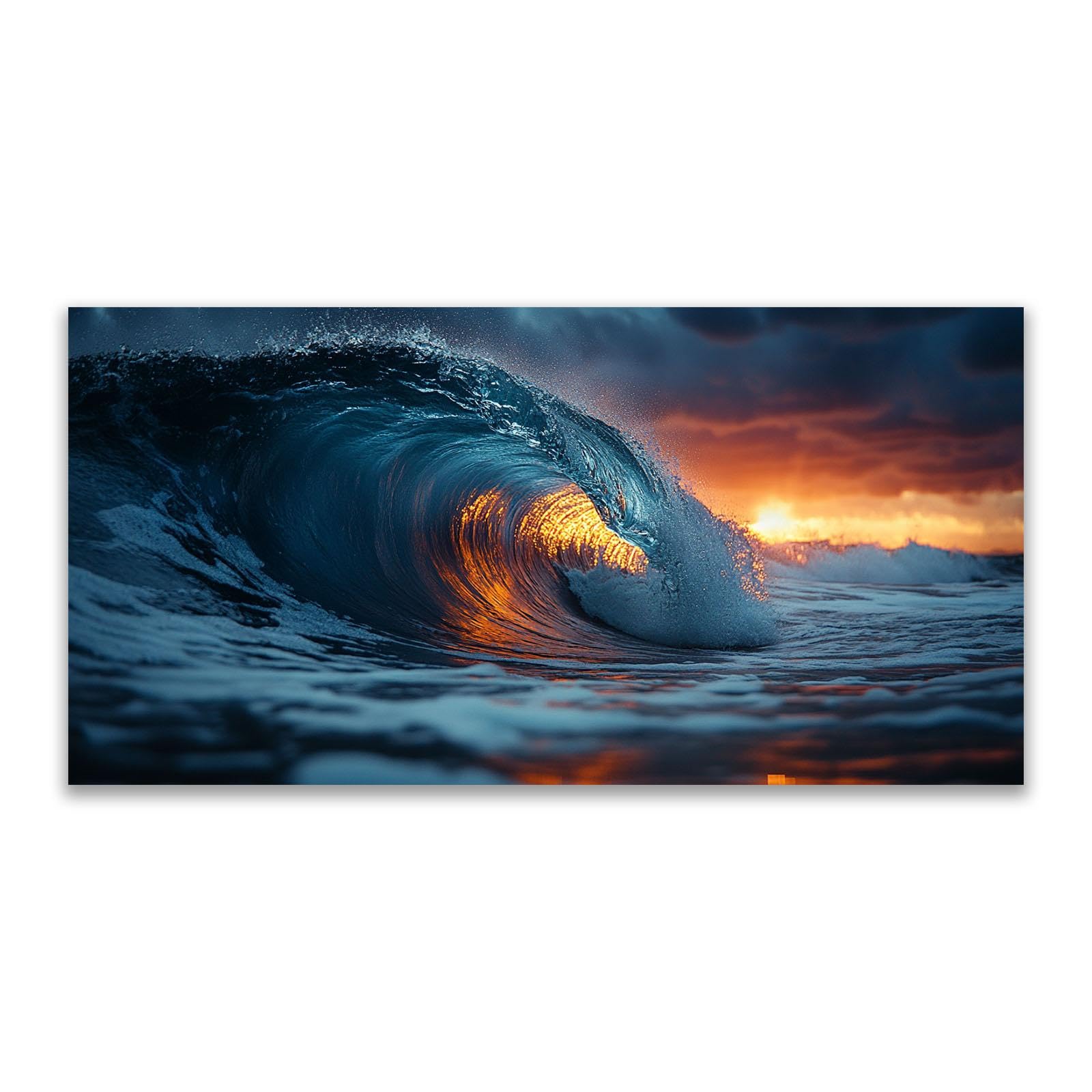 JOSUE Oro,gris Océano Lienzo Cuadros Modernos Paisaje playa, Olas del mar Mar Cuadros Decoracion Salon Dormitorios Comedor Oficina Pasillo Cocina Baño-80x160cm Sin marco