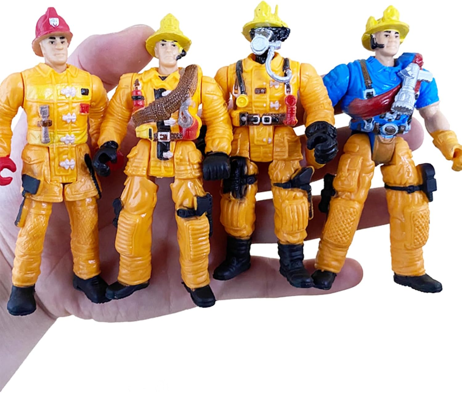 ONEST 12 Pieces Firefighter Action Figures Firefighter Figurines 4" Action Figures with Hats & Accessories for Party Decoration