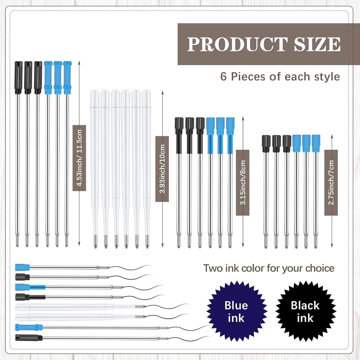 Colarr 24 Pcs Replaceable Ink Pen Refills 1 mm Medium Tip for Crystal Diamond Liquid Glitter Fancy Pens(Black)