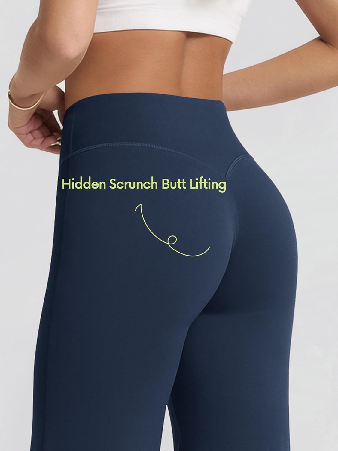 ODODOS Straight Leg Workout Leggings for Women - No Front Seam High Waist Pants Hidden Scrunch Butt Lifting Yoga Pants, 31"
