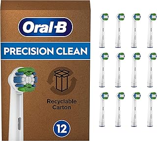 Oral-B Precision Clean Electric Toothbrush Head with CleanMaximiser Technology, Excess Plaque Remover, Pack of 12 Toothbru...