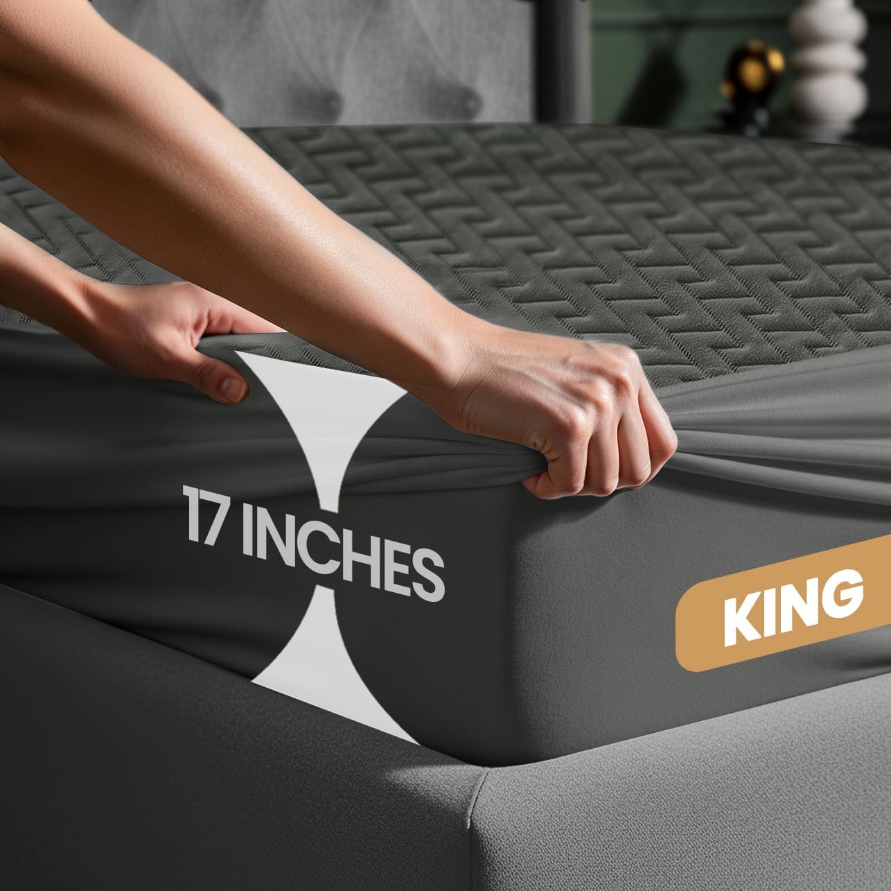 Utopia Bedding Waterproof Mattress Protector King Size (Gray), Premium 3D Air Soft Fabric Mattress Cover, Fits 17 Inches Deep, Breathable, Fitted Style with Stretchable Pockets - Image 3