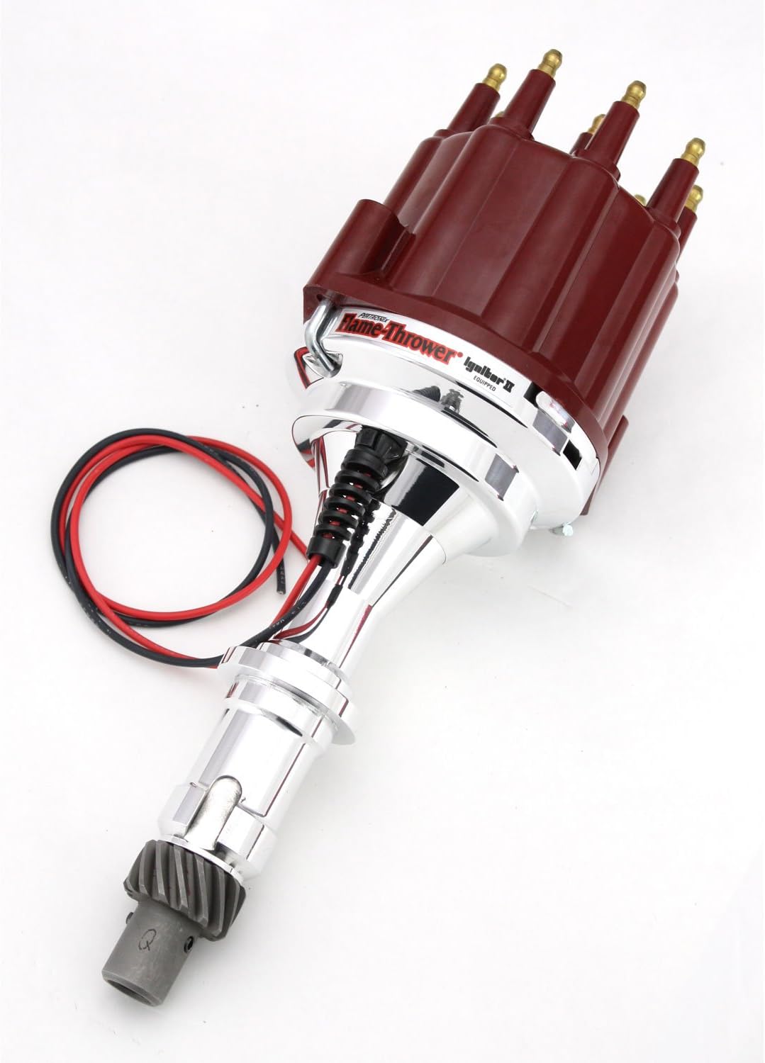 Pertronix D120811 Flame-Thrower Pontiac V8 Plug and Play Non Vacuum Advance Red Male Cap Billet Electronic Distributor with Ignitor II Technology for Pontiac V8