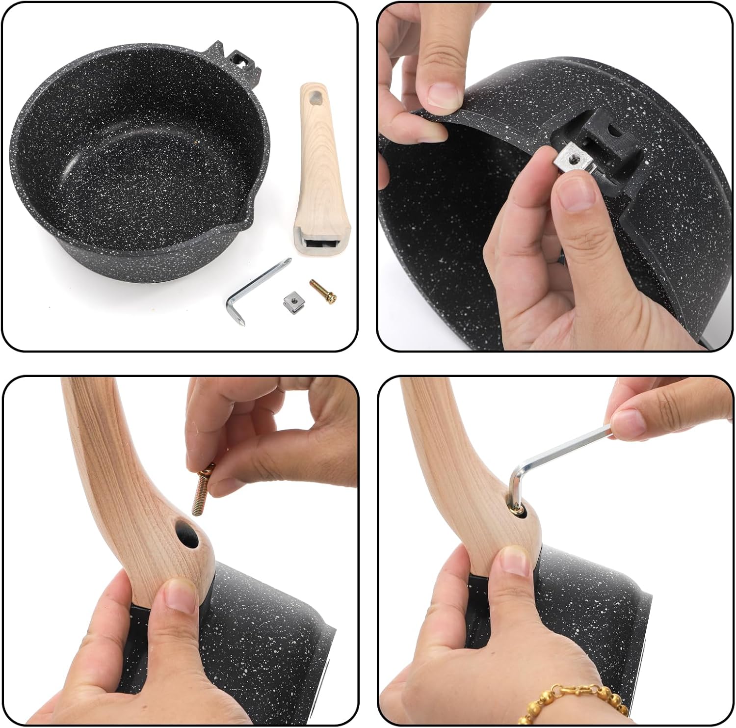 Jucoan 2 Quart Nonstick Saucepan with Lid & Steamer Basket, Small Nonstick Saucepan Cooking Steamer Pot with Pour Spout, Induction Safe, Non Toxic Granite Coating