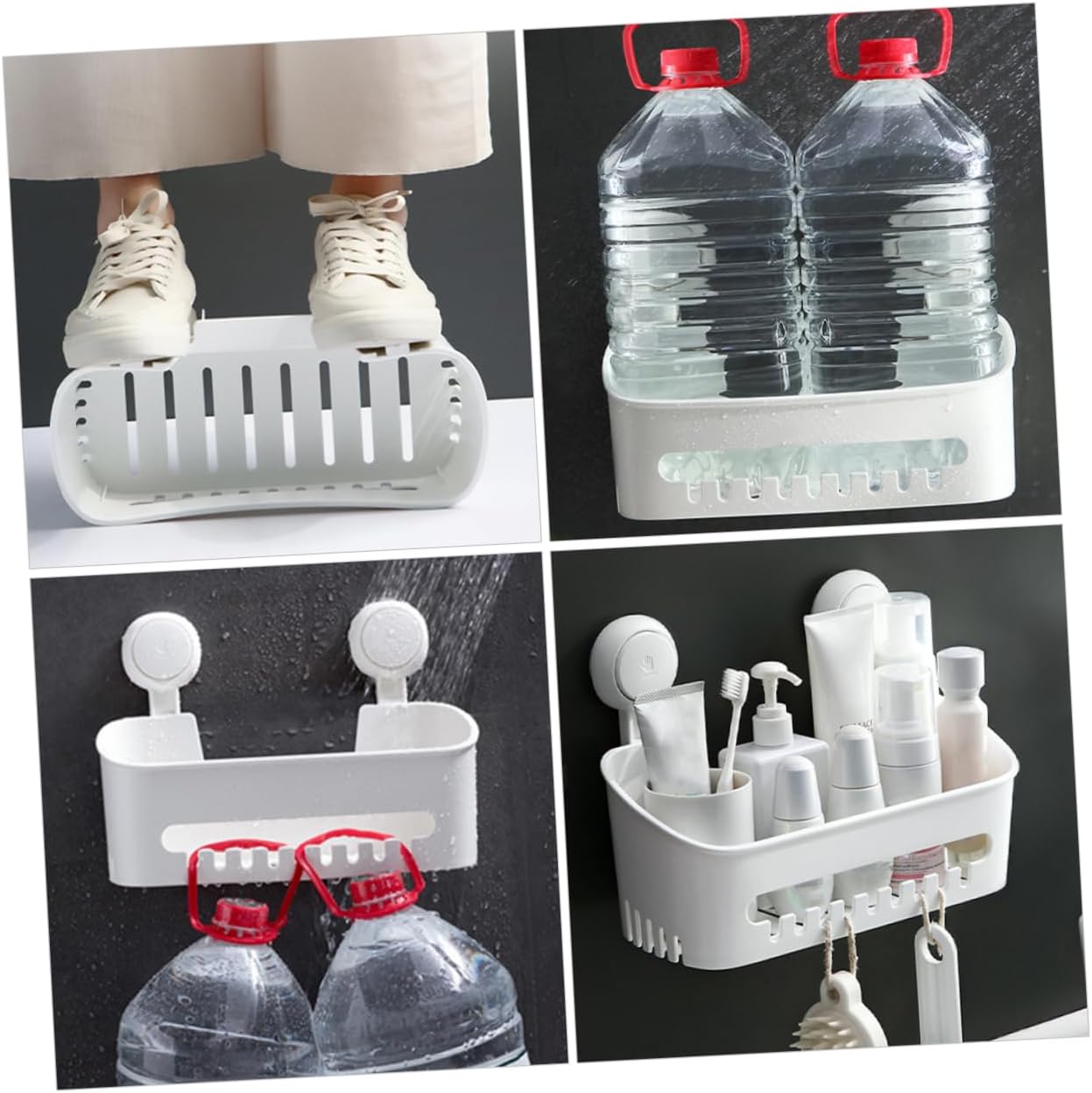 IMIKEYA Suction Cup Shower Bathroom Shelving Wall-mounted Rack Storage Organizer