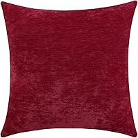 Vista 38 de Juego de 2 fundas de almohada decorativas de pana burdeos suaves y acogedoras, fundas de cojín cuadradas de chenilla para sofá, decoración de sala