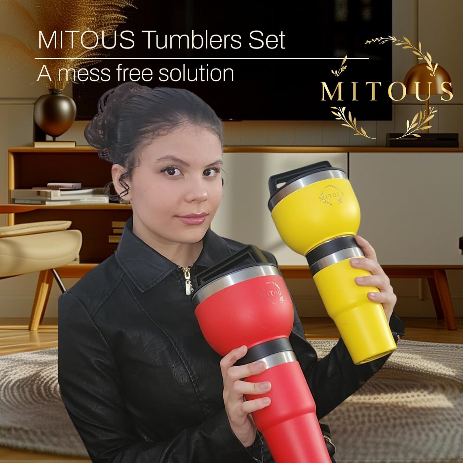 Assembly Tumbler and Bowl Set Stainless Steel Vacuum Double Wall Insulated Set of 50oz (Pink)