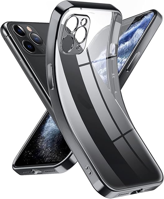 Supdeal Crystal Clear Case for iPhone 11 Pro, [Never Yellow] [Camera Protection], Thin Slim Fit Transparent Soft Silicone Phone Protective Case Cover, 5.8 Inch, Black