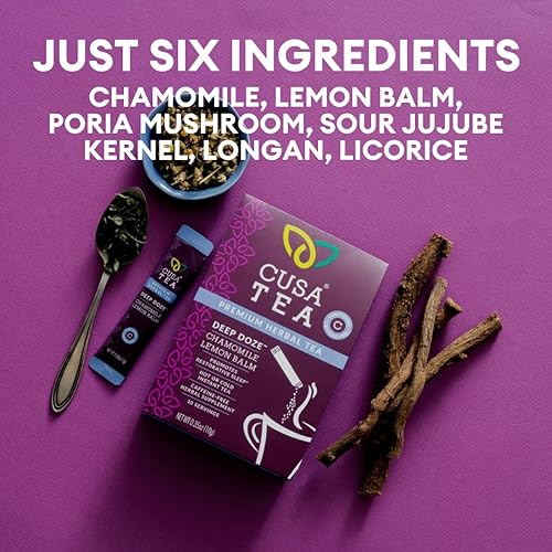 Miniatura 2 de Cusa Tea & Coffee  Deep Doze Herbal Tea  Té instantáneo sin cafeína premium  Té caliente y helado sin azúcar añadido (30 porciones individuales)