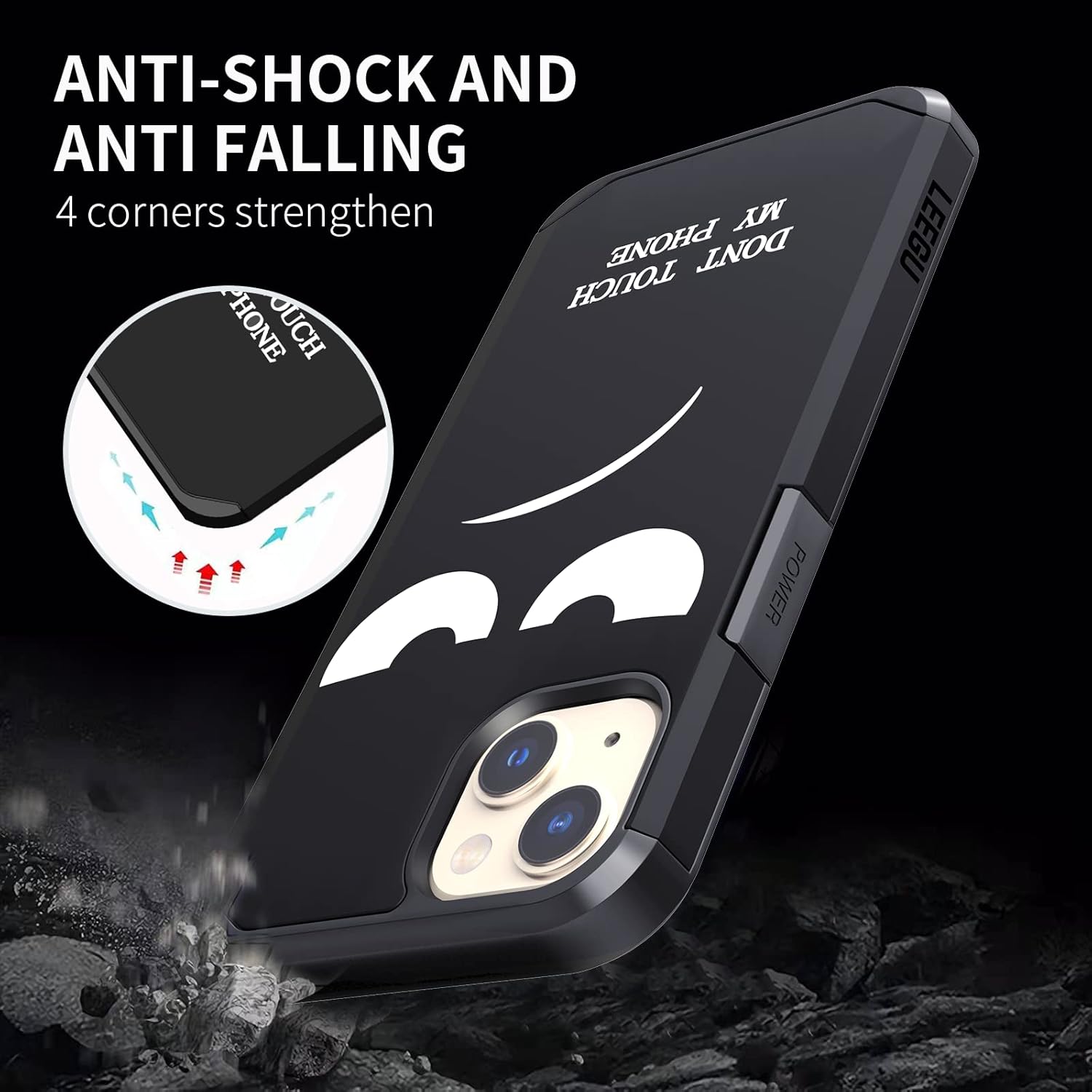 for iPhone 13/14 Case, Cute [Don't Touch My Phone] Shockproof Dual Layer Heavy Duty Protective Silicone Plastic Cover for Girls Women Boys Men Phone Case (iPhone 13/14 6.1-inch) - Image 6