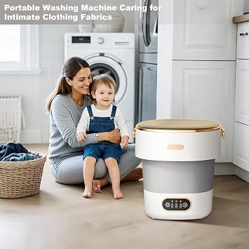 Portable Washing Machine, 16L 2KG Mini Foldable Washer and Spin Dryer With 3 Cleaning Modes, Laundry Machine for Underwear, Baby Clothes, and Small Item, for Camping, RV, Travel, Apartments, Dorm-Grey