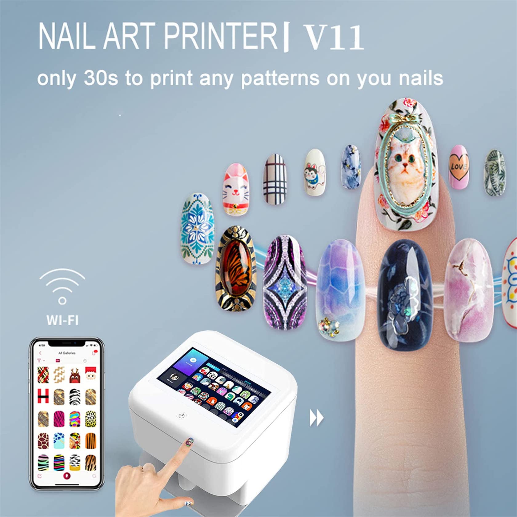 HUMNZR Digital Mobile Nail Art Printer, Smart Automatic Nail