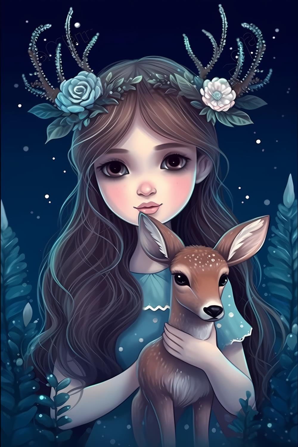 CUEAEAD Fairy with Deer Diamond Painting Kits 5D Angle Painting Art Full Gems Cross Stitch Kit Crafts for Adults DIY Wall Decor Holiday Gifts 12x18 inch