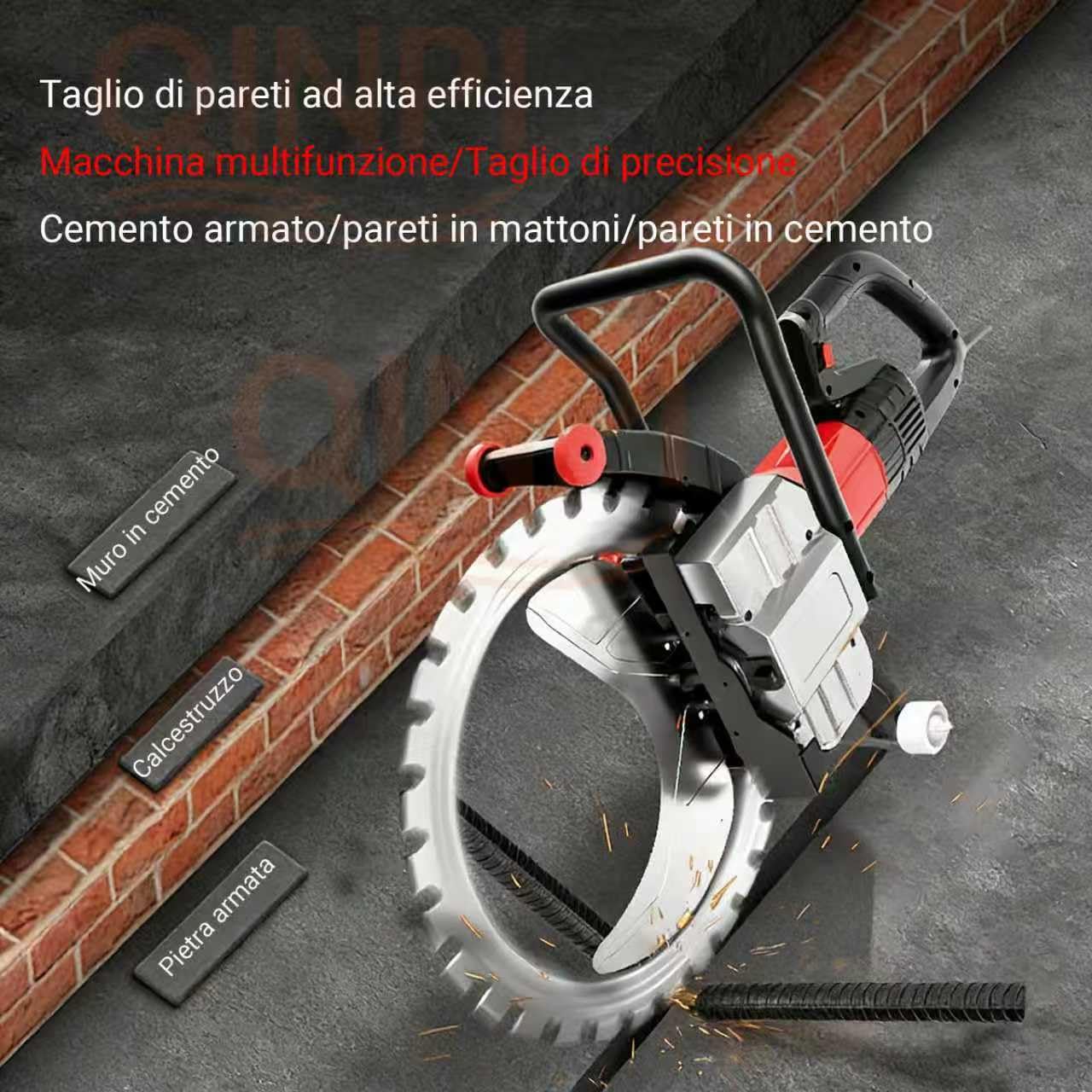 Sega elettrica per calcestruzzo 9800 W, profondità di Taglio 11,8 pollici, Con pompa dell'acqua con collegamento intelligente, taglio senza polvere, per Tagliare calcestruzzo, Pietra, Mattoni, legna