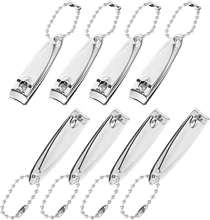8 PCS Keychain Nail Clipper, Travel Nail Clippers, 2in Curved Edge Travel NailClippers with File and Key Chain Stainless Steel NailCutters, Suitable for Most People, Silver