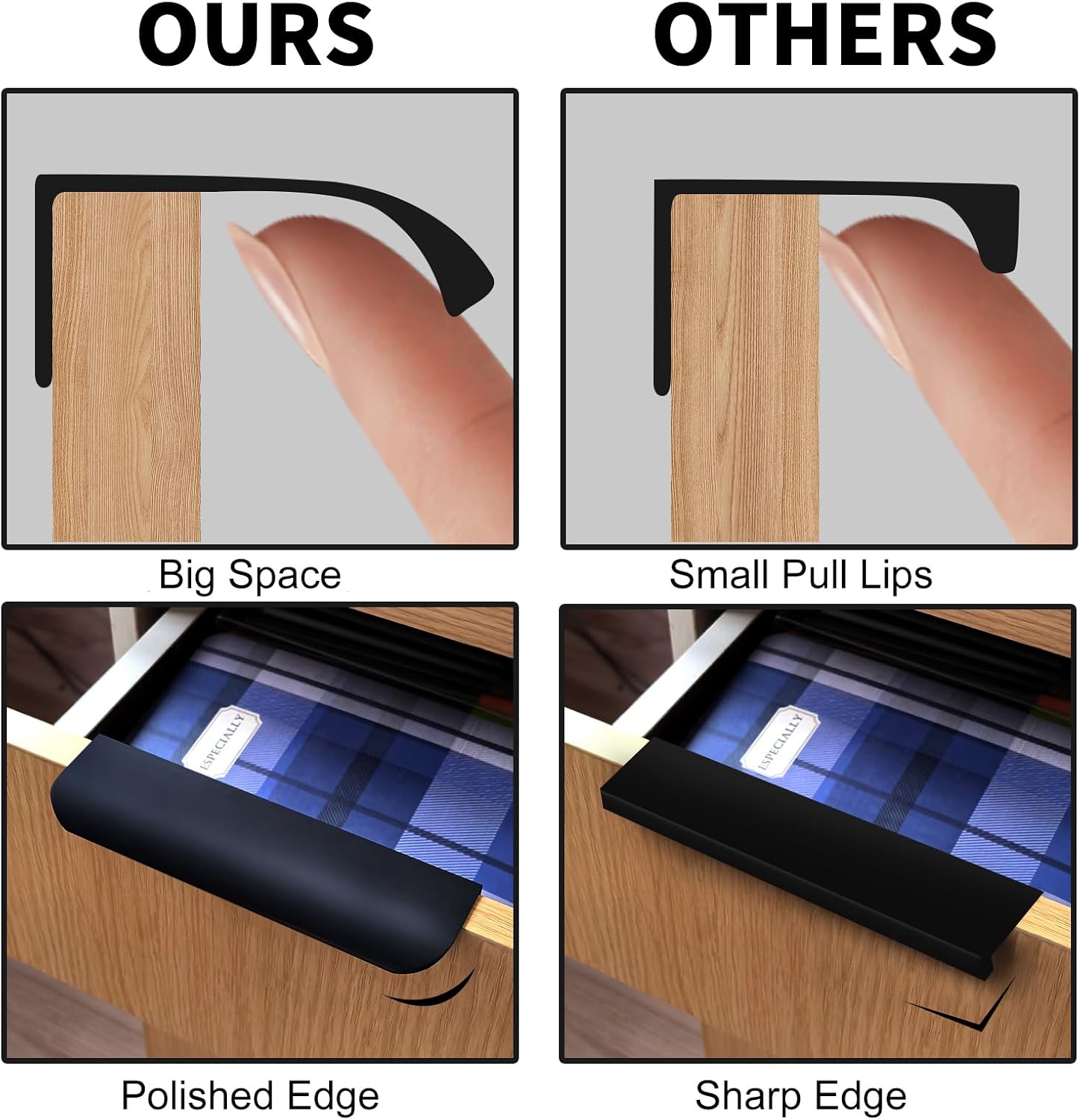10 Pack Adhesive Edge Finger Pulls for Cabinets White 3.15" Length | Kitchen Aluminium Alloy Concealed Drawer Pulls No Drilling Required Flat Stick On Cabinet Handles