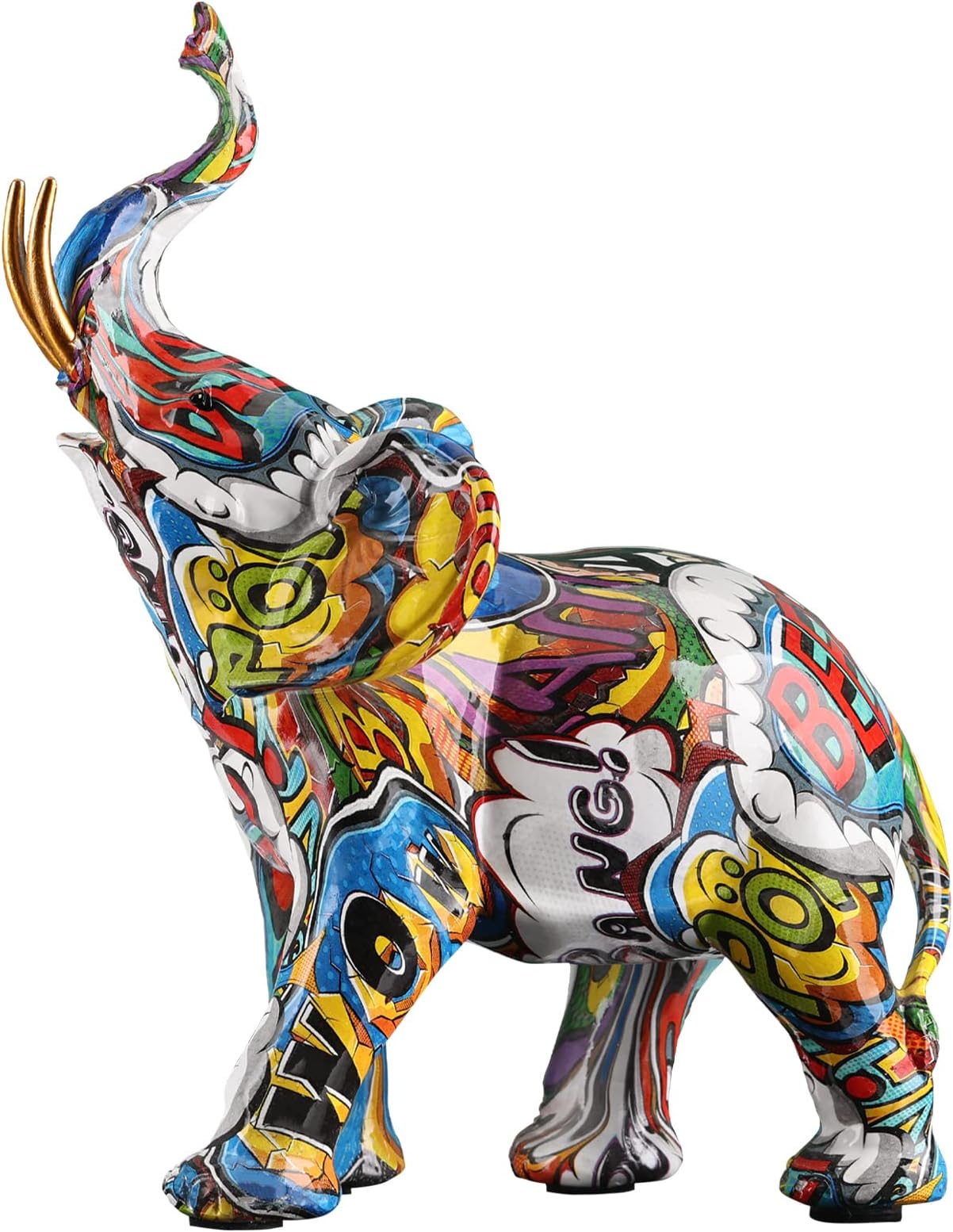 Abstract Elephant Decor Graffiti Blue Elephant Figurines, Resin Graffiti Blue Elephant Statues Home Decor Art Elephant Statue, Suitable for Filling Space Decor in The Living Room, Bedroom, Office