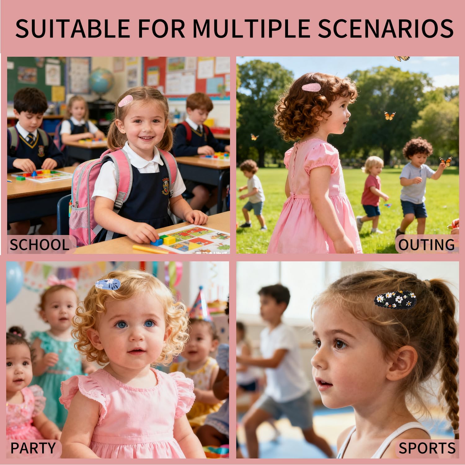 Lot de 20 barrettes pour tout-petits, imprimé floral, pinces antidérapantes en tissu, accessoires cheveux bébé fille (Style 1)