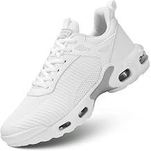 Wrezatro Mens Running Shoes Lightweight Breathable Air Walking Tennis Shoes Comfort Work Fashion Basketball Sneakers Trainers White 6.5