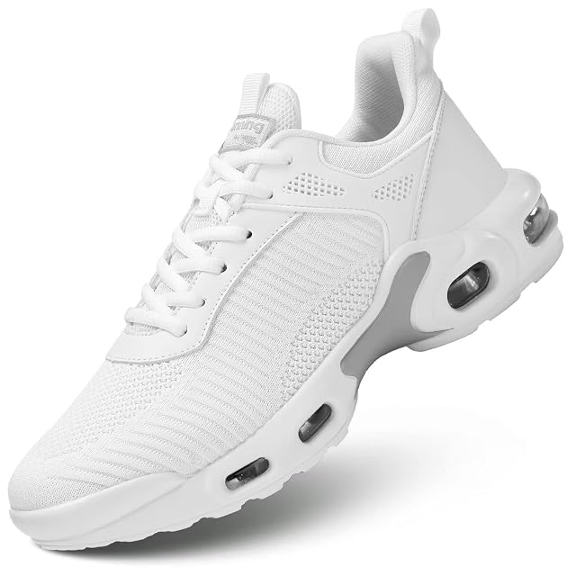 Mens Running Shoes Lightweight Breathable Air Walking Tennis Shoes Comfort Work Fashion Basketball Sneakers Trainers White