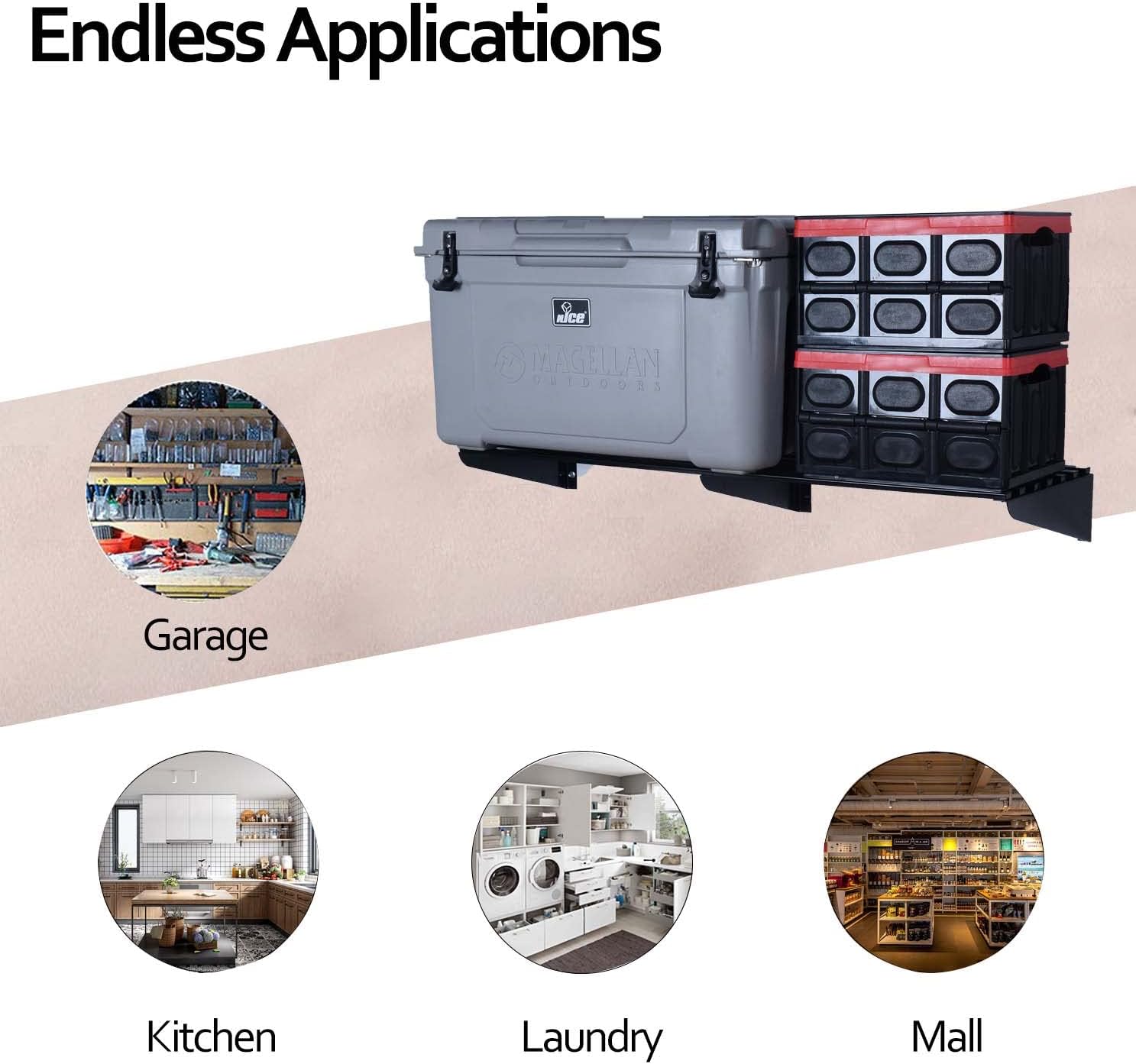 TPSHKE Garage Wall Shelves , 17in x 48in 1-Pack, Wall Shelf Garage Storage Rack , Black : Tools & Home Improvement