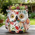 Colorful Owl Planter, Funny Owl Sucuulent Plant Pots Indoor/Outdoor, Decorative Garden Flower Pot, Cute Small Planters Desk Home Office Decor, Brush Pencil Pen Holder, Gifts for Women Mother, Yellow