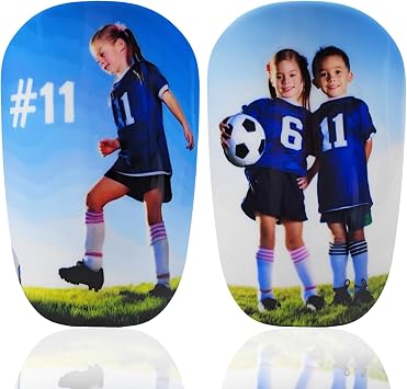 TOMIYO Custom Soccer Shin Guards with Image or Logo for Match and Training | Personalized tiny and light Soccer shin pad for kids age 8-10,match protective equipment calf gear for youth adults players