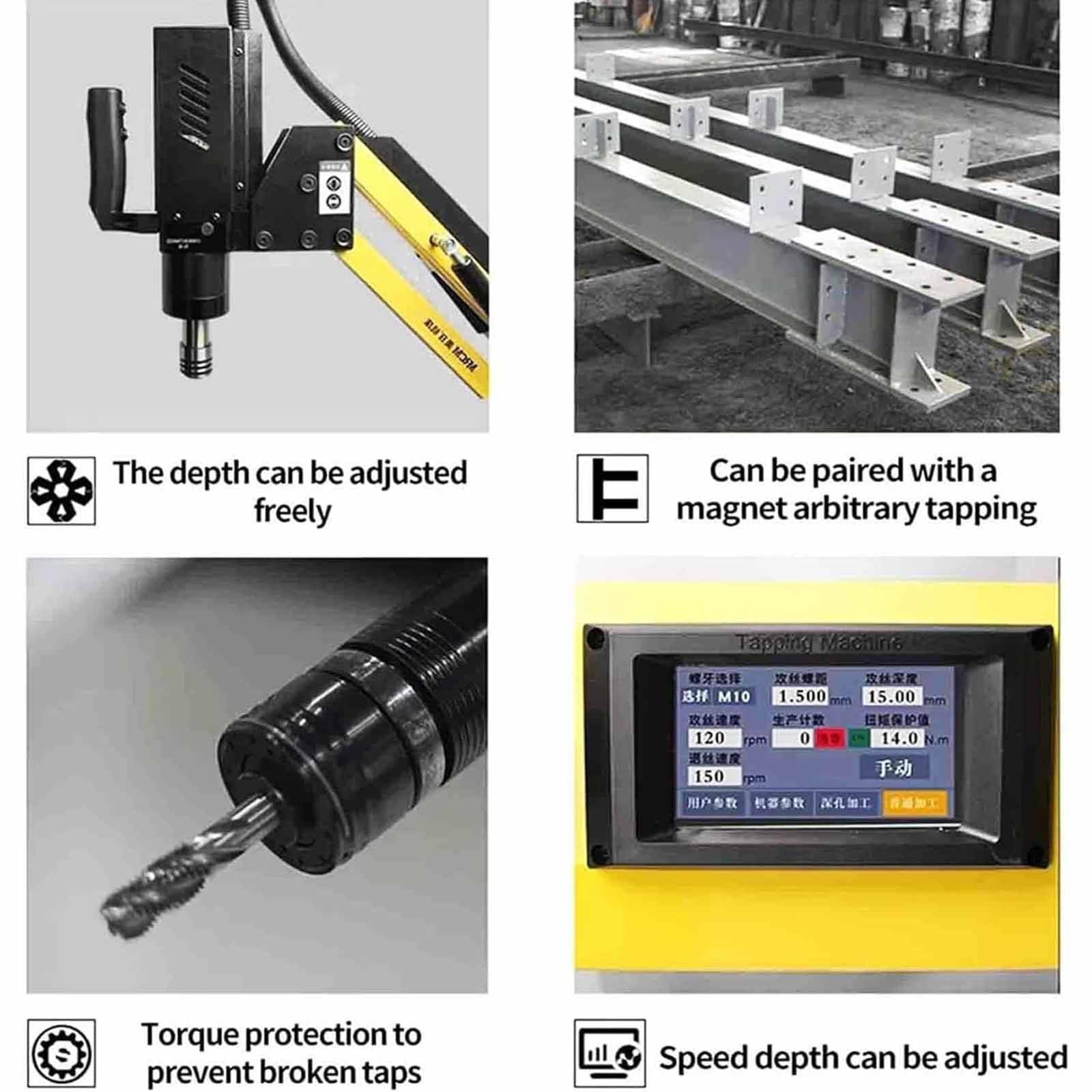 Maschiatrice Elettrica,Maschiatrice Multidirezionale a 360° Universale Trapano/Filettatrice a Braccio Flessibile,Pinze per Maschi M3-M16 Con 8 Pinze,Per Alluminio,Rame,Ferro E Plastica