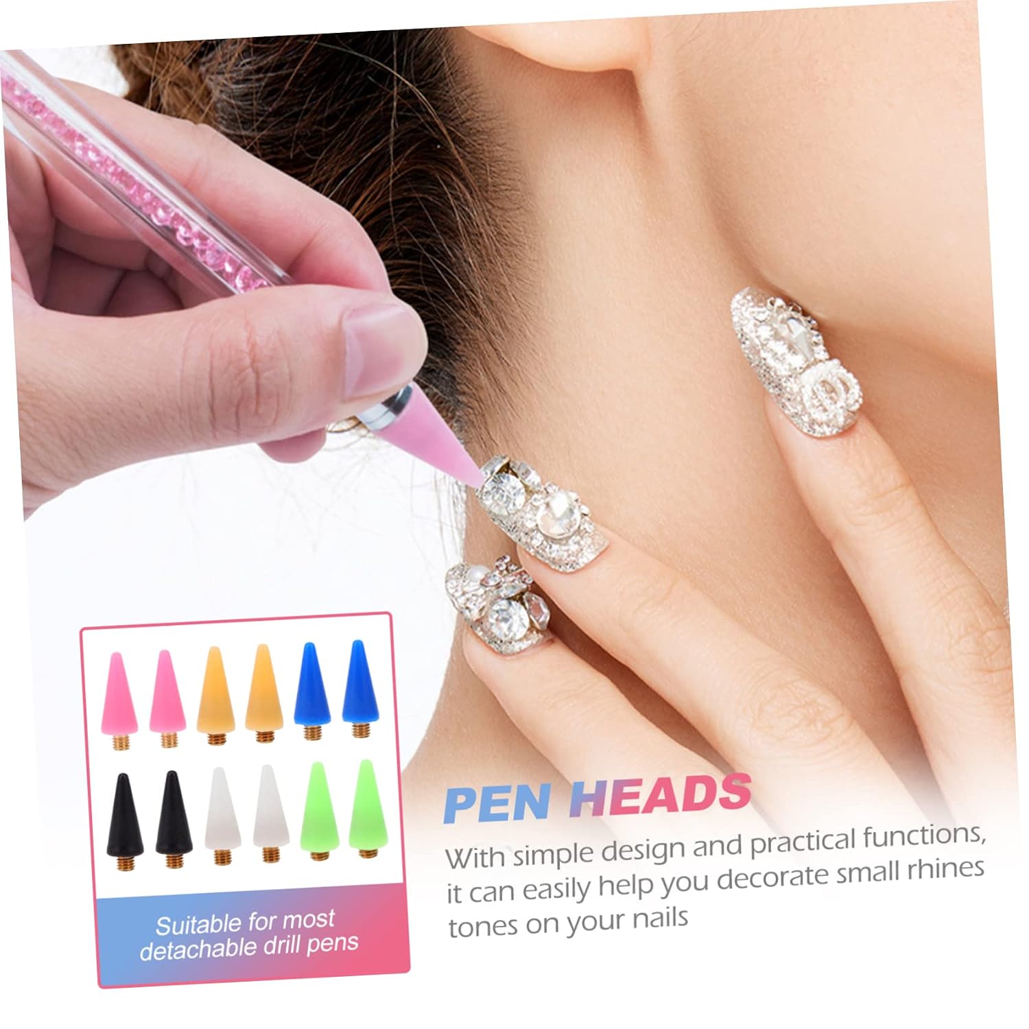 Outanaya 36pcs Nail Rhinestones Wax Tips Replacement Heads for Dotting Pen Rhinestone Picker Tool Assorted Wax Tips for Nail Art and Jewelry Design
